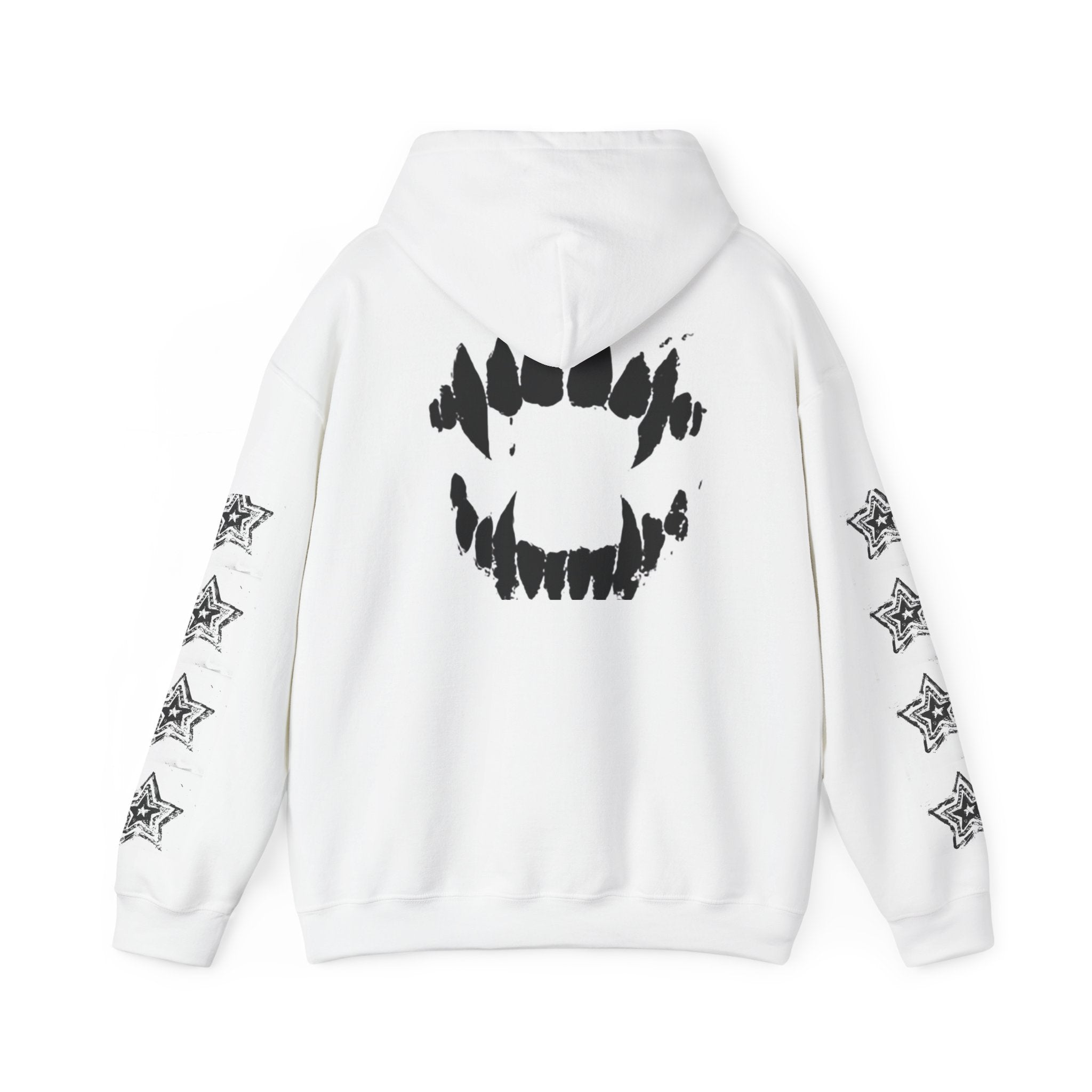 Lip Print Hoodie — Monochrome Biting Lips Graphic Hooded Sweatshirt