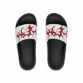 Red Tribal Flame Slide Sandals — Men's Graphic Pool Slides