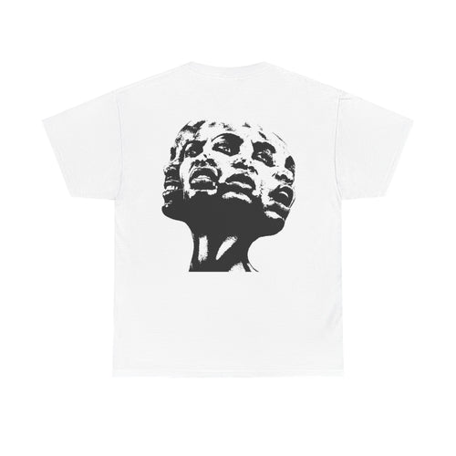 Abstract Triple-Head Portrait T-Shirt — Grunge Monochrome Art Tee