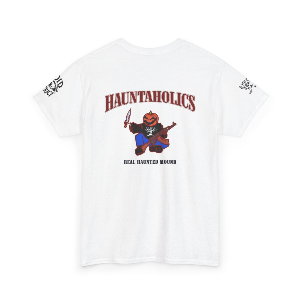 Hauntaholics Pumpkin Head Tee — 'Real Haunted Money' Graphic T-Shirt