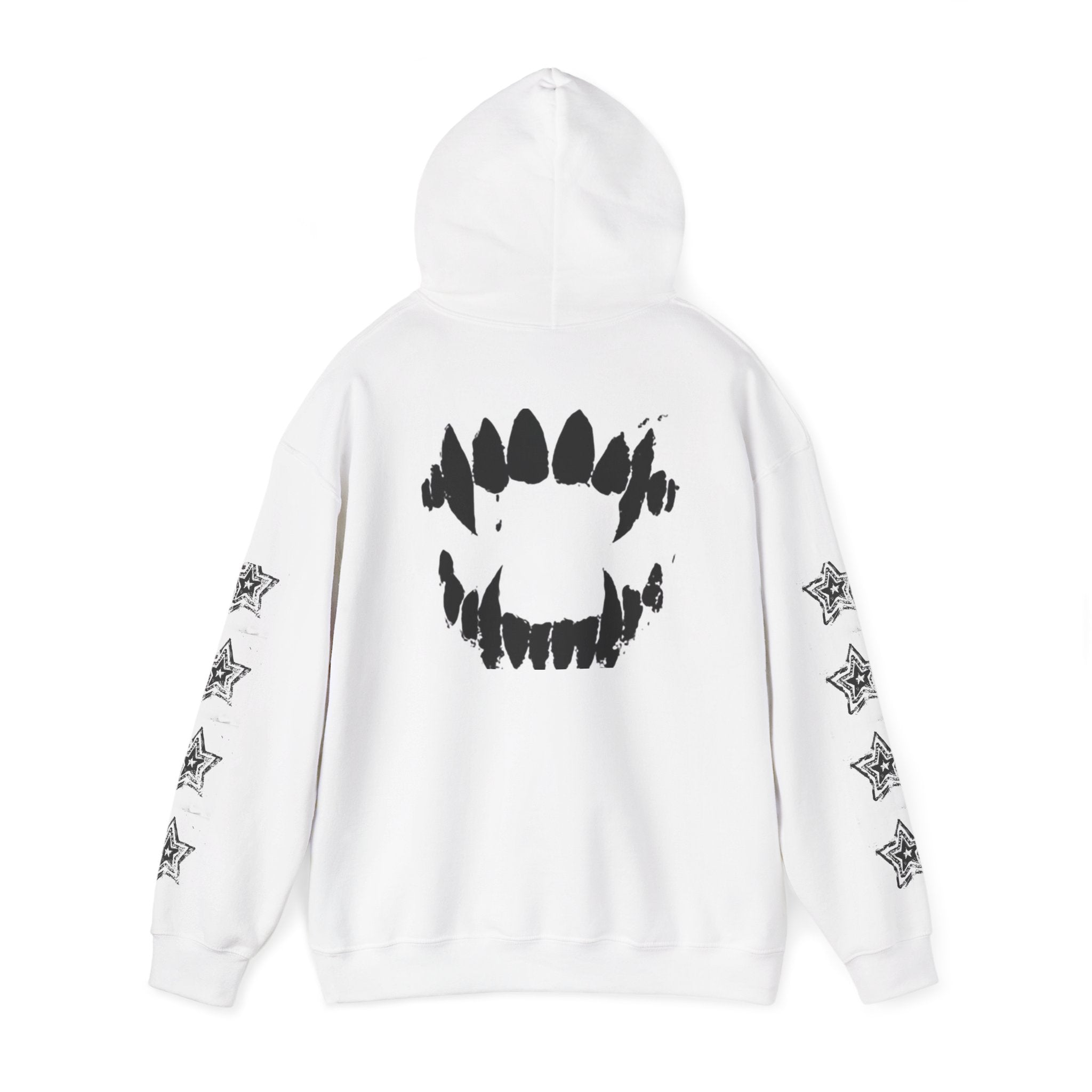 Lip Print Hoodie — Monochrome Biting Lips Graphic Hooded Sweatshirt