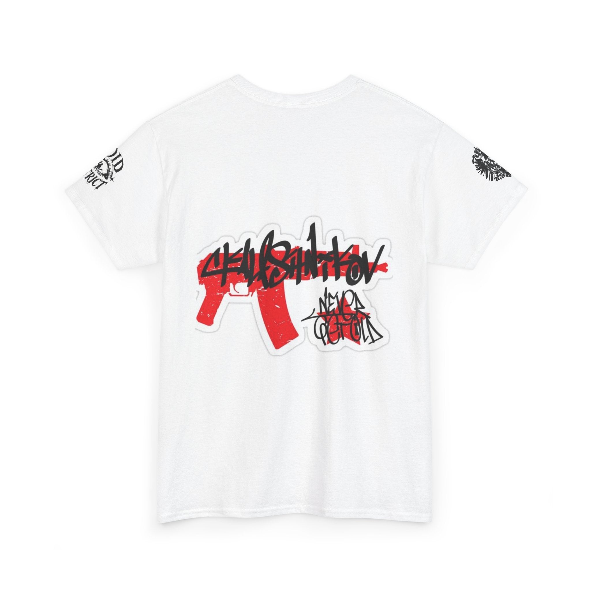 Punk Spike Skull Tee — Red Graffiti Backprint Streetwear T-Shirt