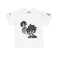 Graphic Tee — Gothic Punk Doodle Faces & Emblem Print