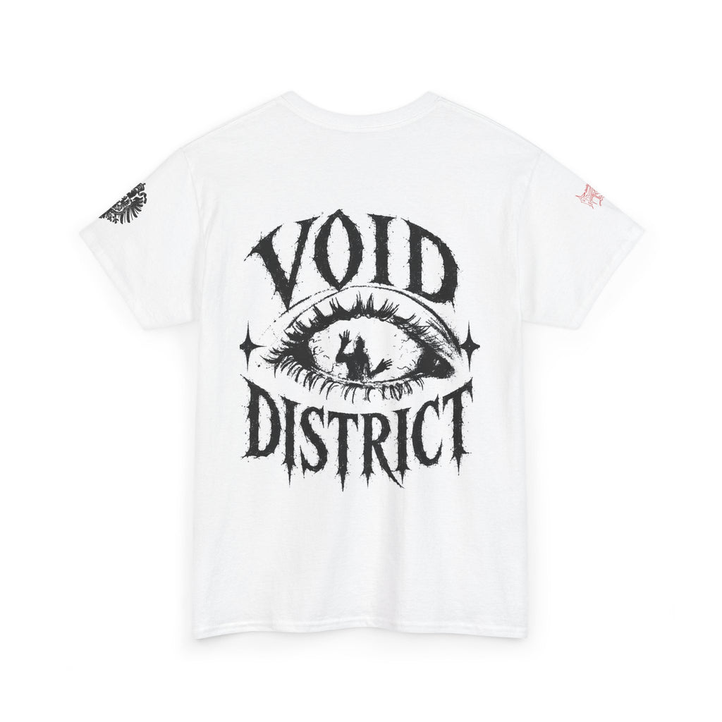 Void District Graphic Tee — Flaming Spider Front & 'VOID DISTRICT' Eye Back