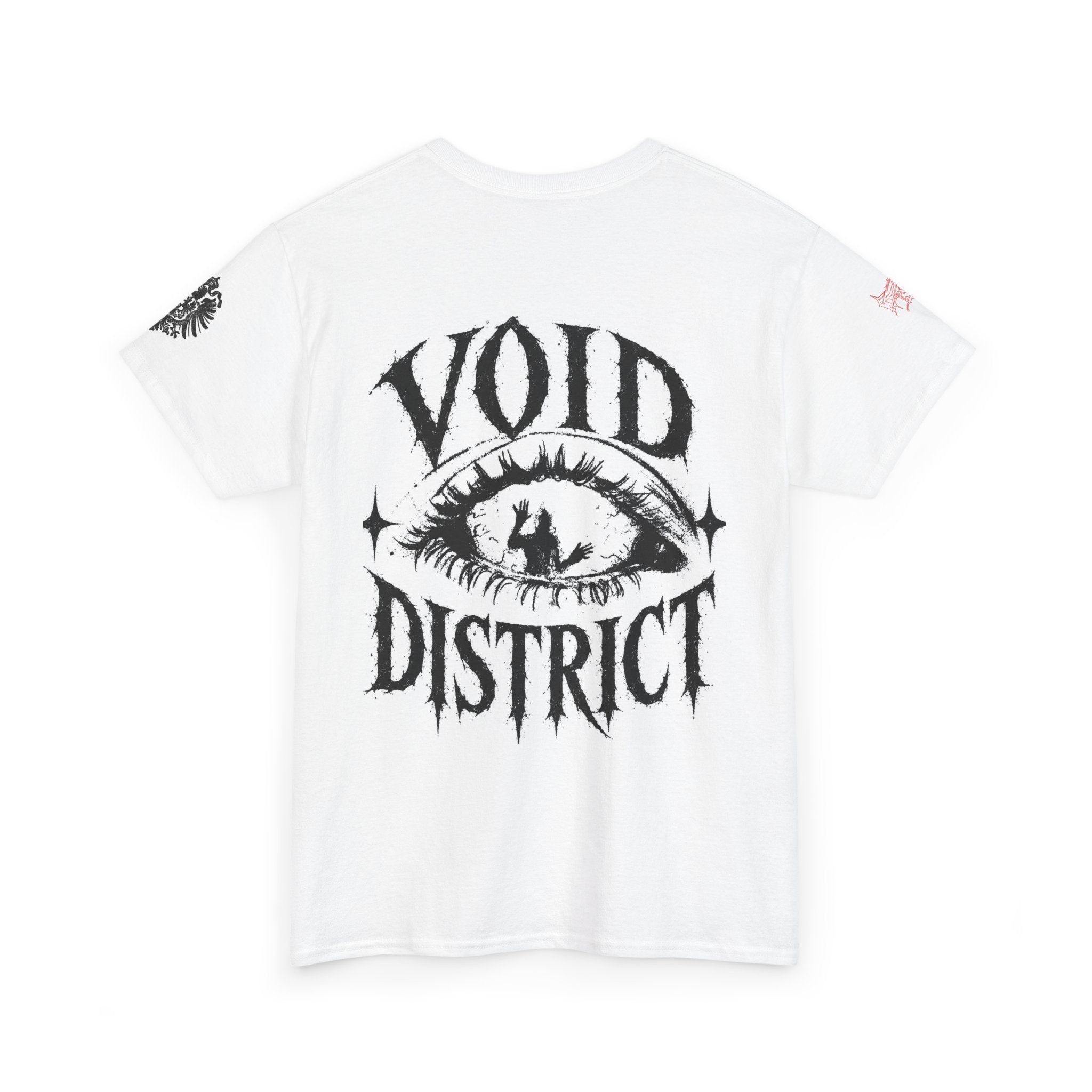 Void District Graphic Tee — Flaming Spider Front & 'VOID DISTRICT' Eye Back