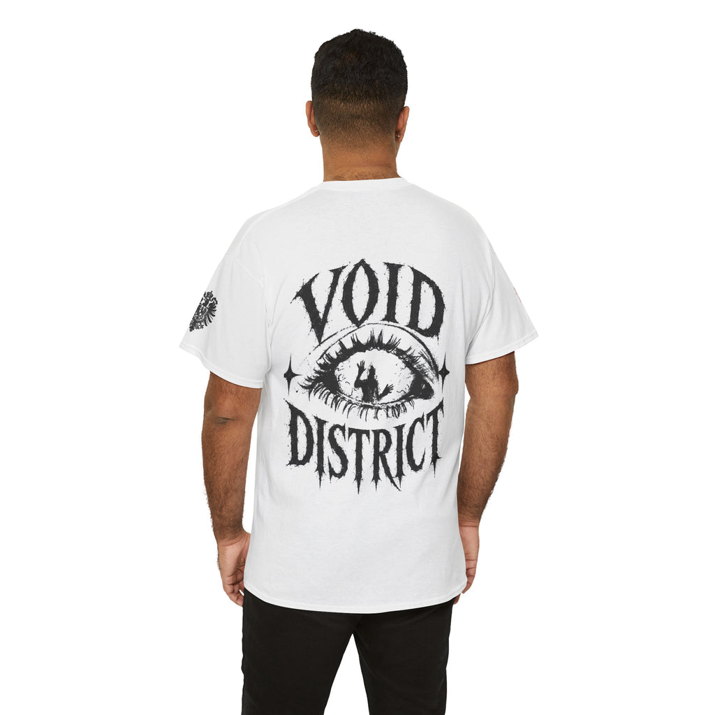 Void District Graphic Tee — Flaming Spider Front & 'VOID DISTRICT' Eye Back