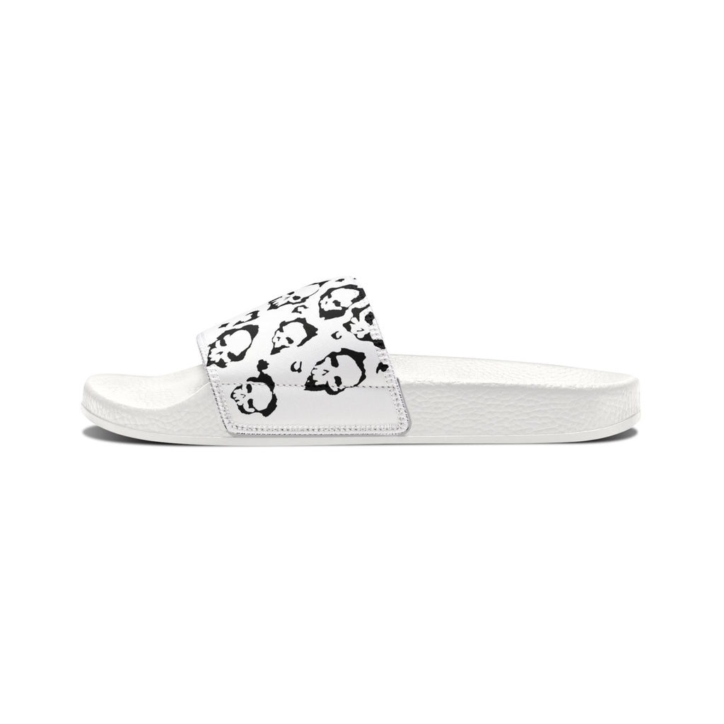 Graphic Slide Sandals — Black & White Skull Pattern Removable Strap Slides