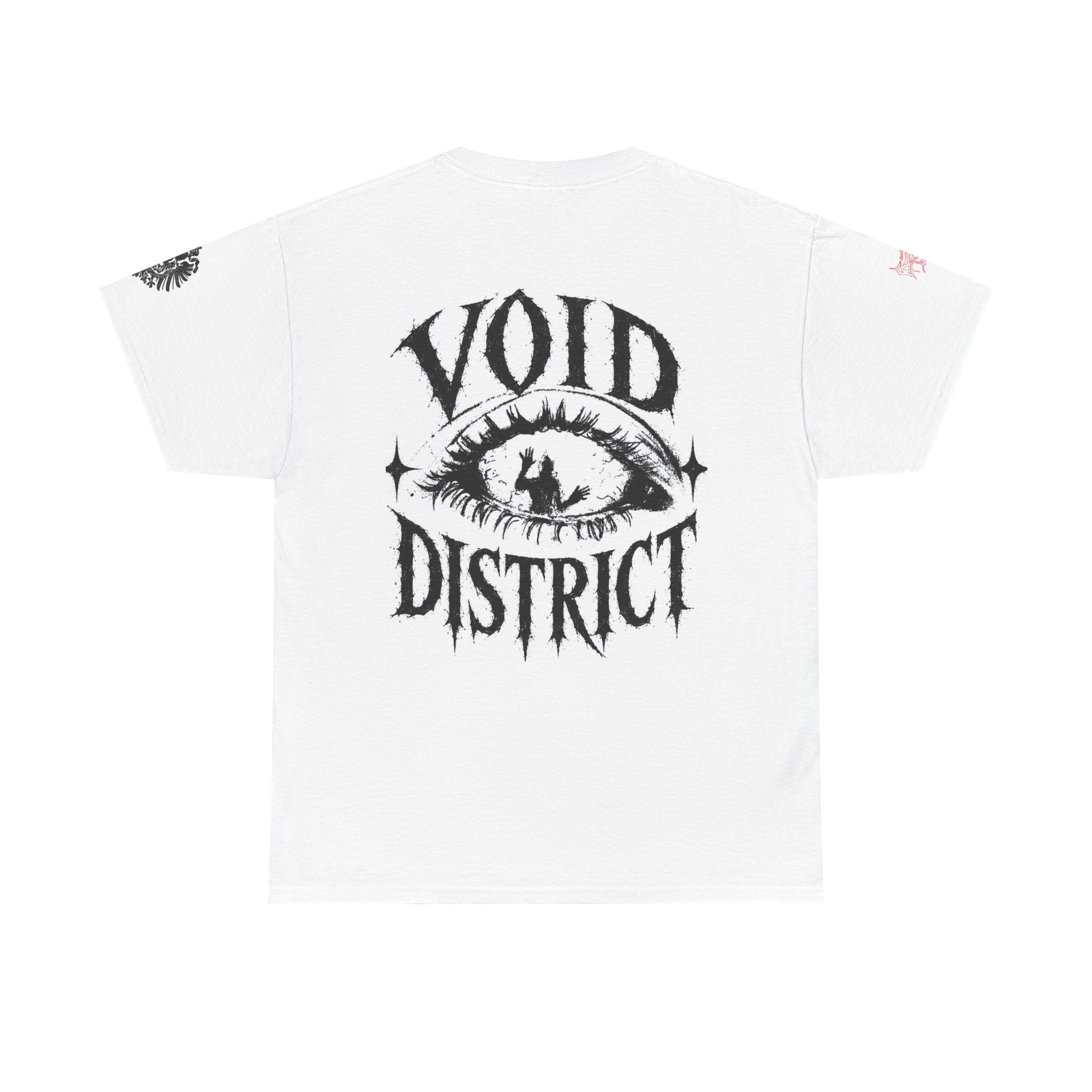Void District Graphic Tee — Flaming Spider Front & 'VOID DISTRICT' Eye Back
