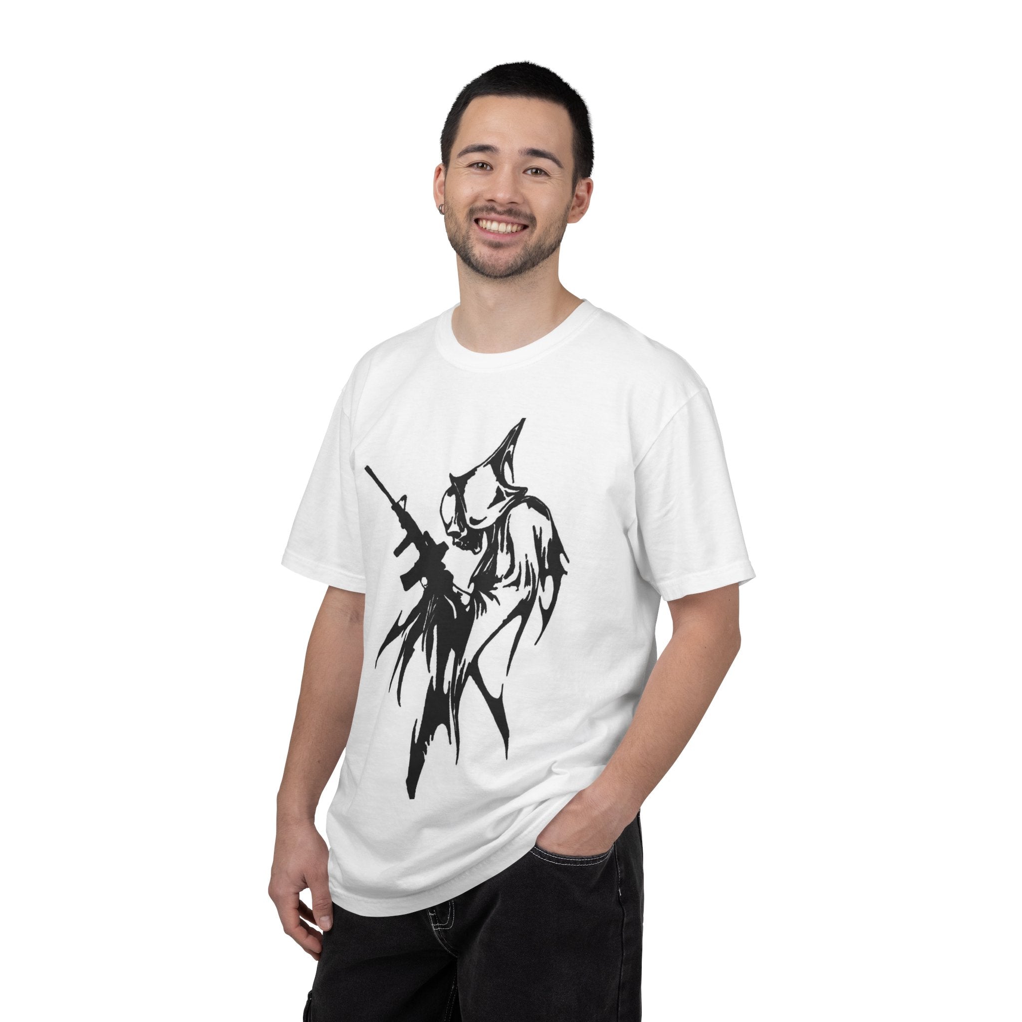 Reaper Skull Graphic T‑Shirt — Grim Reaper with Rifle & Clock Streetwear Tee