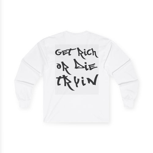 Get Rich or Die Tryin' Long Sleeve Tee — Punk Portrait Graphic