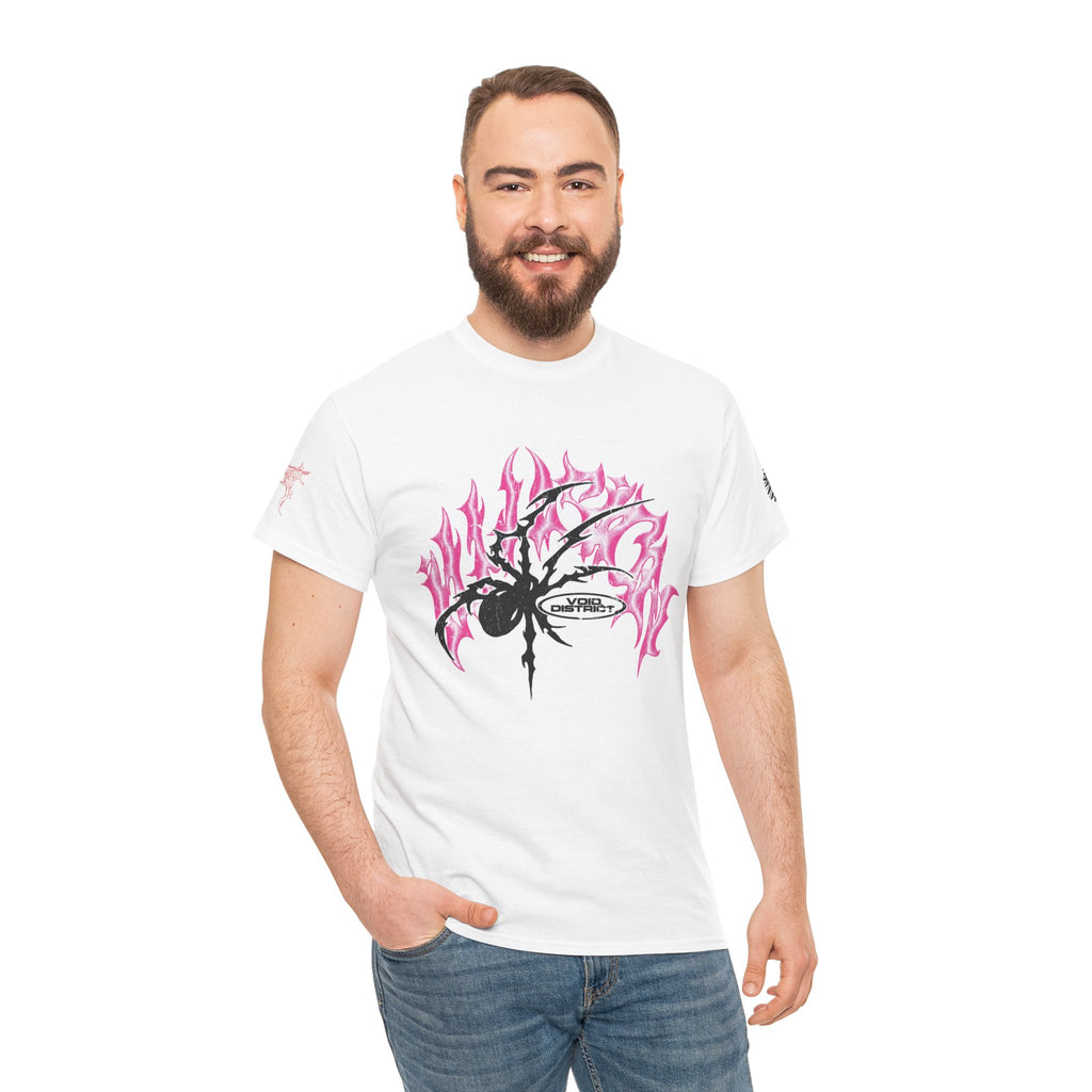 Void District Graphic Tee — Flaming Spider Front & 'VOID DISTRICT' Eye Back