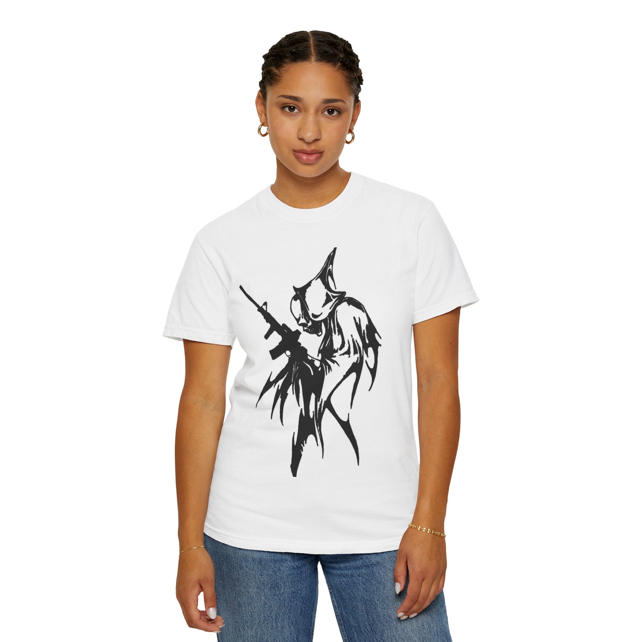 Reaper Skull Graphic T‑Shirt — Grim Reaper with Rifle & Clock Streetwear Tee