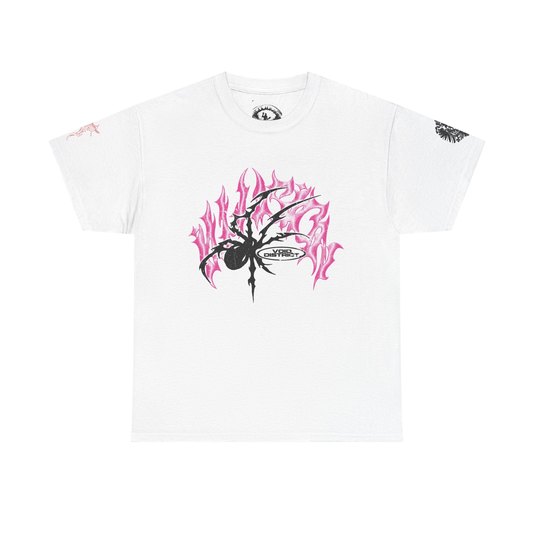 Void District Graphic Tee — Flaming Spider Front & 'VOID DISTRICT' Eye Back