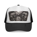 Edgy Clown Trucker Cap — Gothic Tattoo-Style Horror Design