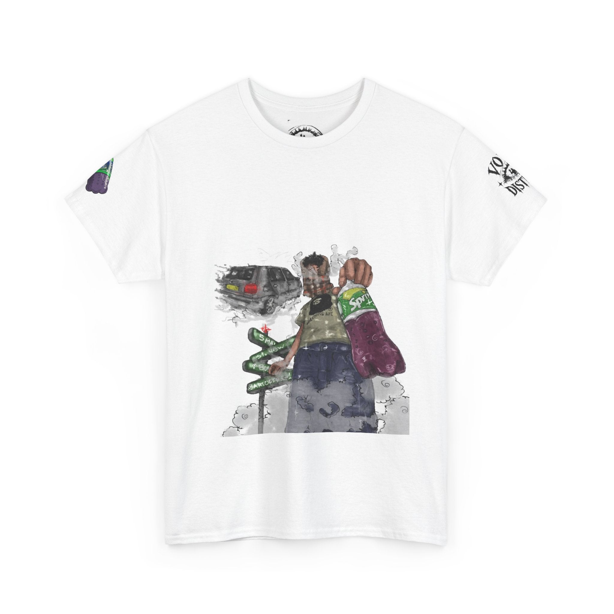 Streetwear Graphic Tee — Gritty Urban Artist Illustration