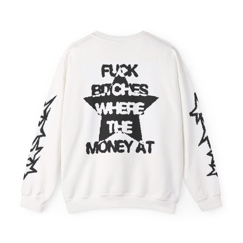 Crewneck Sweatshirt — Star Eyes Graphic with 'Where The Money At' Back Print