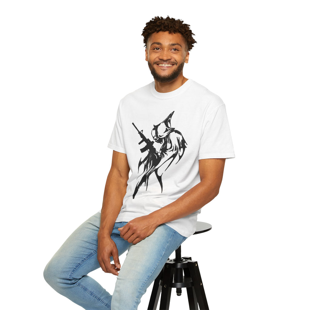 Reaper Skull Graphic T‑Shirt — Grim Reaper with Rifle & Clock Streetwear Tee