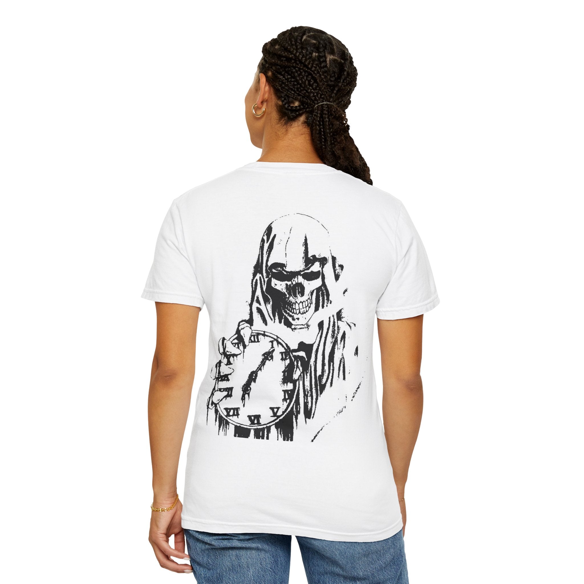 Reaper Skull Graphic T‑Shirt — Grim Reaper with Rifle & Clock Streetwear Tee