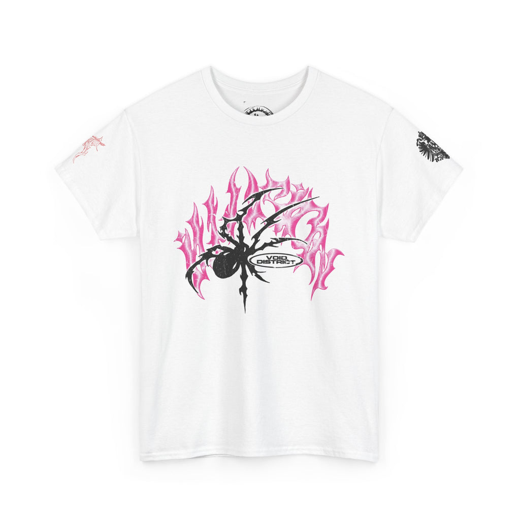 Void District Graphic Tee — Flaming Spider Front & 'VOID DISTRICT' Eye Back