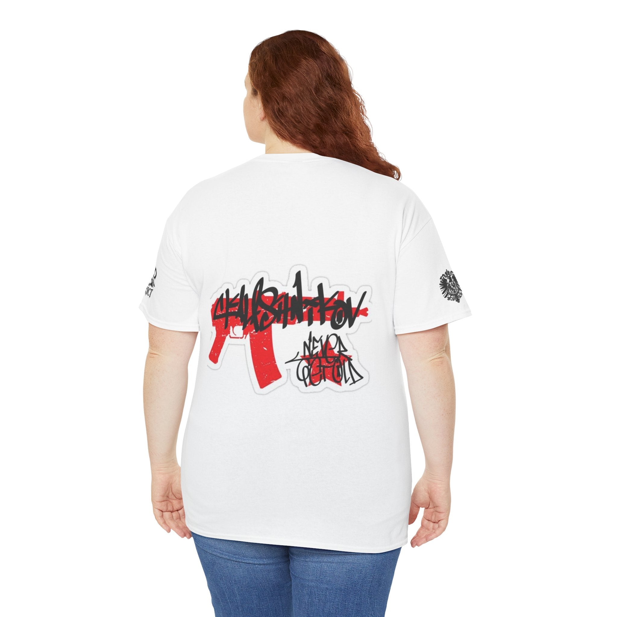 Punk Spike Skull Tee — Red Graffiti Backprint Streetwear T-Shirt